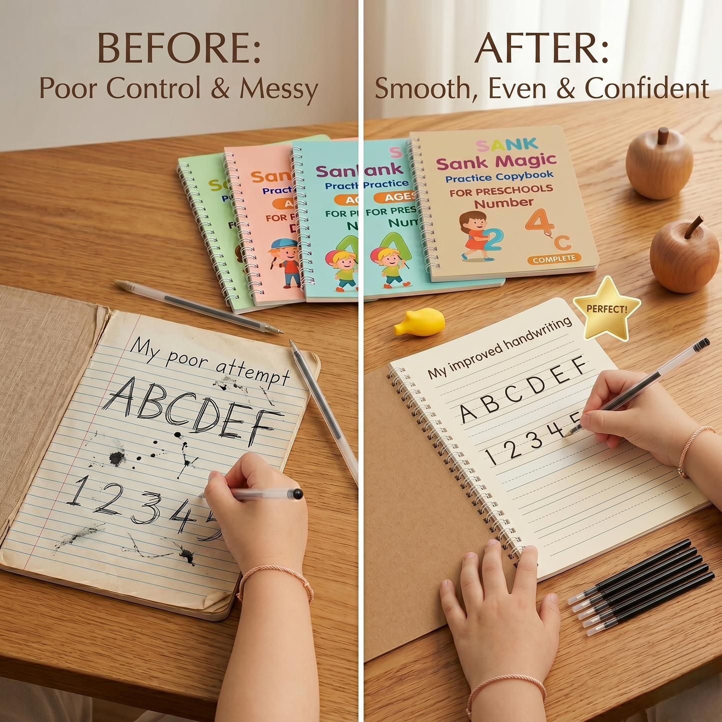 Little Scholar Practice Copybook™ (4 Book+10 Refill+1 Pen+1 Grip)
