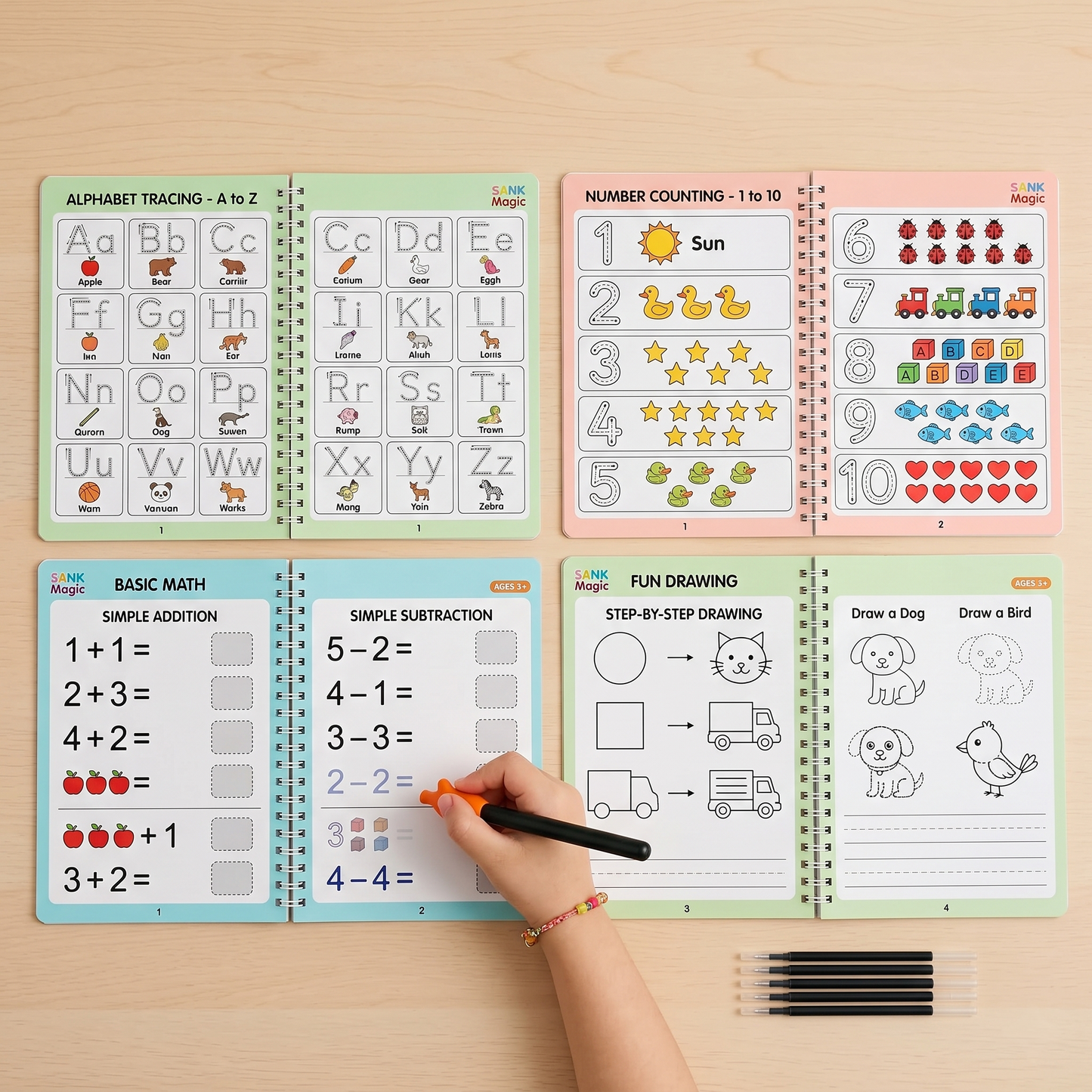 Little Scholar Practice Copybook™ (4 Book+10 Refill+1 Pen+1 Grip)